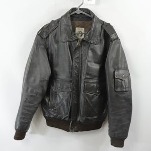 90s American Express Mens 42 Leather Jacket Brown